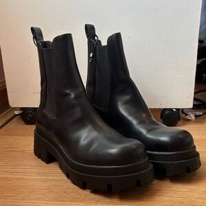 Zara Black Chunky Moto Boots